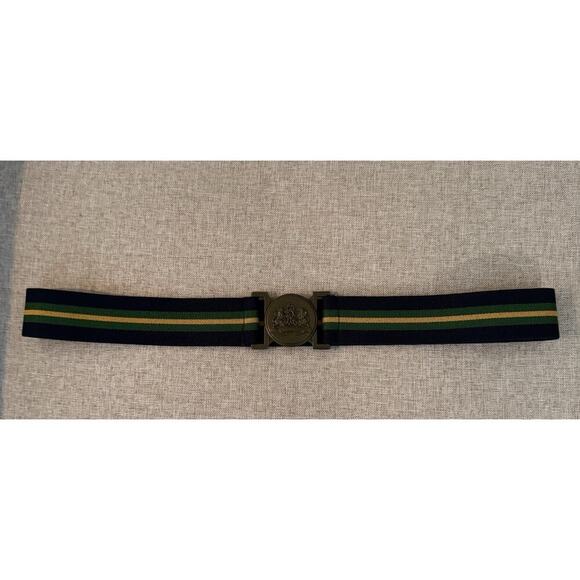 Ralph Lauren Blue Green Yellow Stripe Elastic Belt Hook Buckle Preppy Women 28’’ - Picture 1 of 5